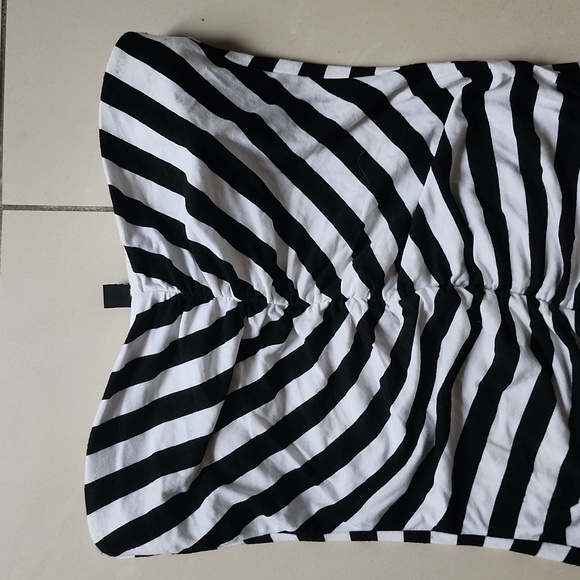 Bebe "Barbie" Black and White Stripe Stretch Tube Top - Picture 2 of 5